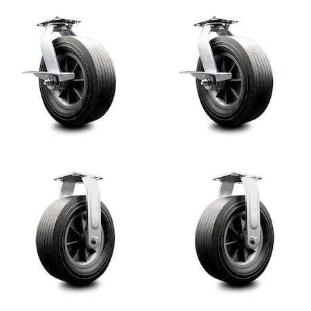 Service Caster BBQ Smoker Grill Flat-Free All Terrain 10'' Caster Wheel Set, 4PK SMOK-SCC-100S1030-SNB-SLB-BSL-2-R-2